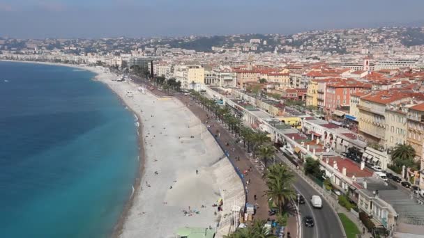 Bonita Vista Ciudad Niza Desde Colina Del Castillo — Vídeo de stock