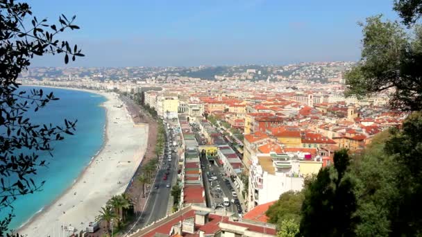 Bonita Vista Ciudad Niza Desde Colina Del Castillo — Vídeo de stock