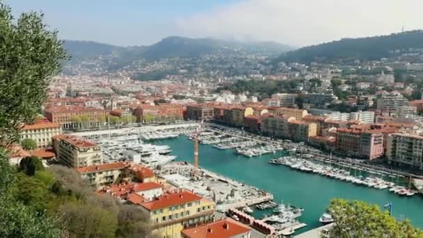 Vista Aérea Com Zoom Porto Nice — Vídeo de Stock