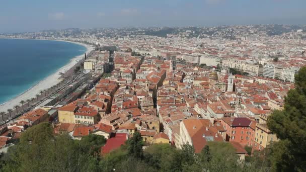 Melekler Körfezi Nice Şehri Nin Panoramik Manzarası — Stok video