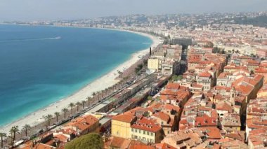 Melekler Körfezi ve Nice Şehri 'nin panoramik manzarası..