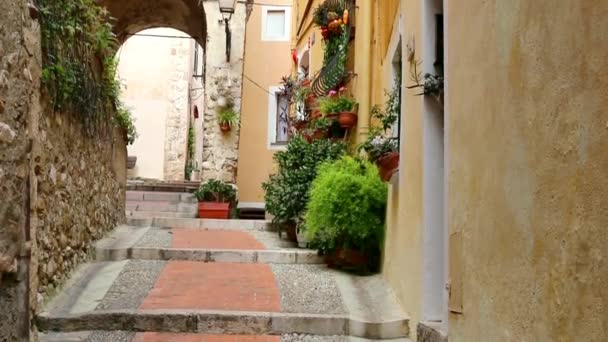 Pittoreska Gatan Gamla Stan Menton — Stockvideo