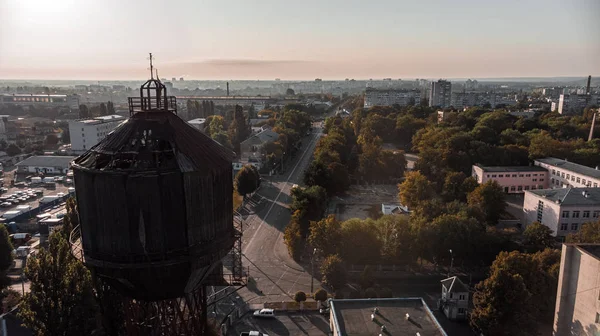 Πρωί Στην Ουκρανική Πόλη Εναέρια Φωτογραφία — Φωτογραφία Αρχείου
