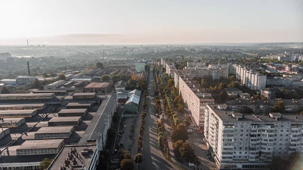 Утро Украинском Городе Аэрофотосъемка — стоковое фото