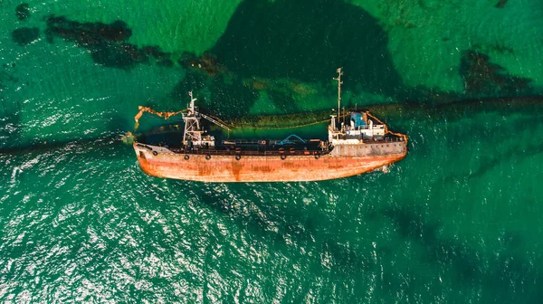 Naufragio Barco Yace Lado Petrolero Delphi Odessa — Foto de Stock