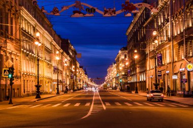 Nevsky Prospect, gece şehri, Cityscape, eski şehir, mimari anıt, seyahat, Rusya, St. Petersburg