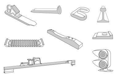 Demiryolu araçları ve nesneleri vektör çizimi