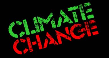 Siyah arka plan üzerinde uyarı kelime: İklim Şans