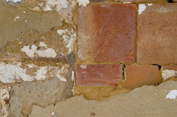 Tuğla Çimento Ile Kırık Duvar — Stok fotoğraf