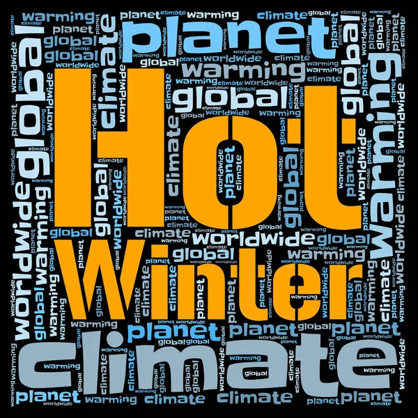 Szó Felhő Hot Winter Globális Felmelegedés — Stock Fotó