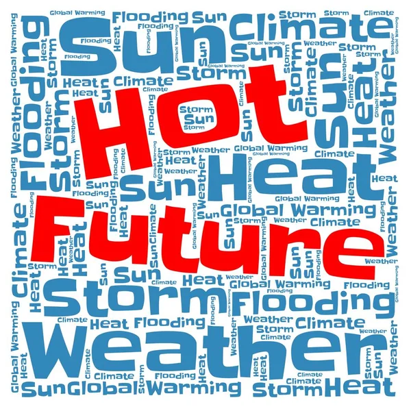 Word Cloud 地球温暖化による暑い未来 — ストック写真