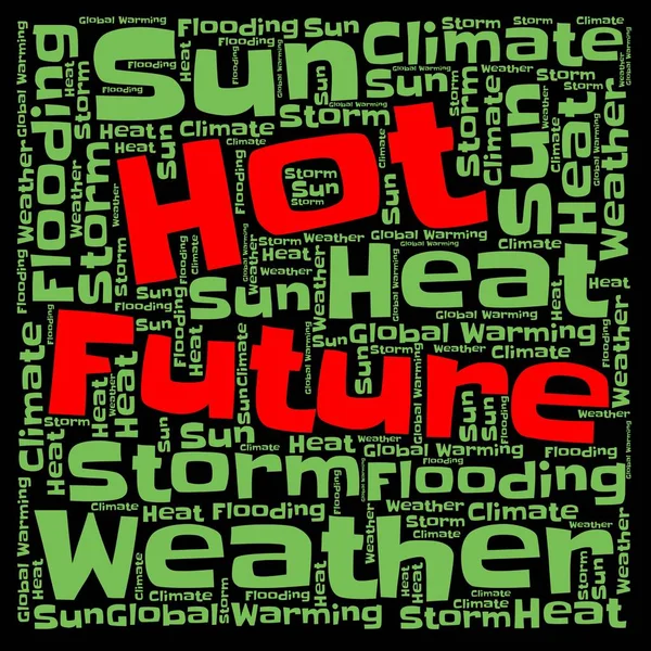 Word Cloud 地球温暖化による暑い未来 — ストック写真
