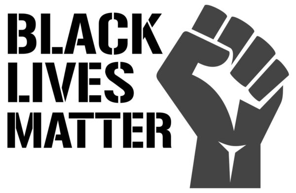 графика с кулаком и слоганом "Black Lives Matter
"