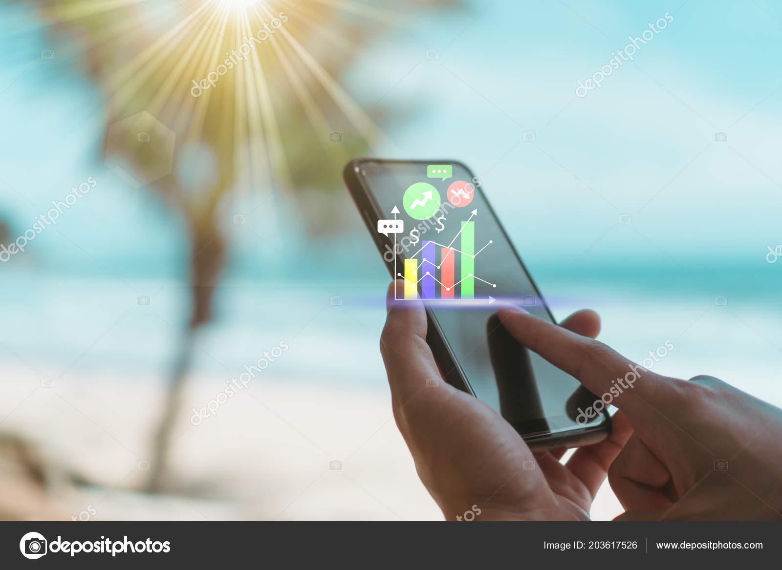 Frau Hand Mit Smartphone Oder Tablet Geschaftliche Finanzielle Oder - 