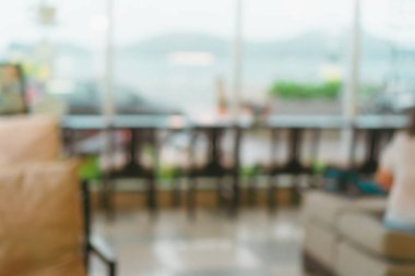 Kahve Cafe müşteriler arka plan vintage tonu renk stili ile bulanıklık.