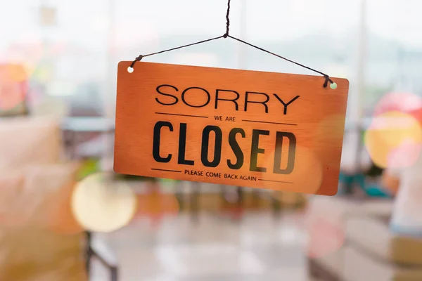 Sorry Closed Sign Hang Door Coffee Shop — Stock Photo, Image