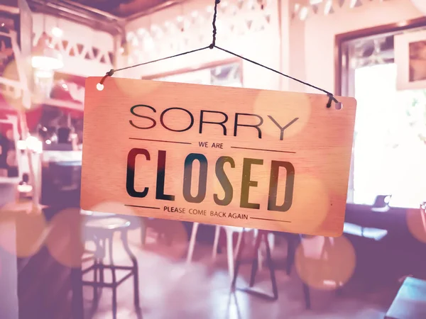 Sorry Closed Sign Hang Door Coffee Shop — Stock Photo, Image