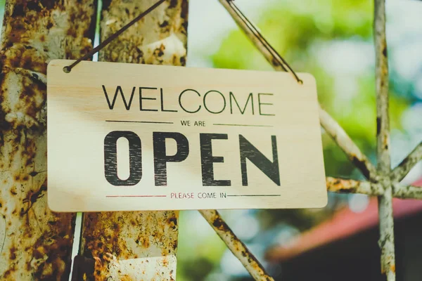 Welcome Open Sign Use Any Business Front Shop Online Background — Stock Photo, Image