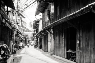 Siyah ve beyaz renk tonlama eski mimarisi ve eski şehir arka planda Bina.