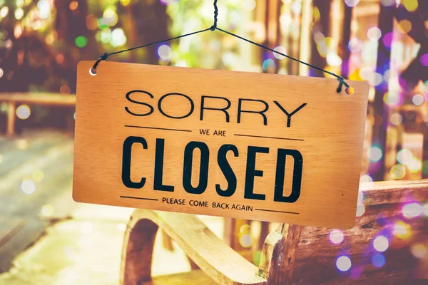 Sorry Closed Sign Hang Door Coffee Shop — Stock Photo, Image