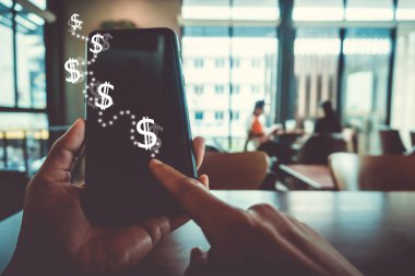 Akıllı telefon arkaplanının pazar stoğu grafik simgesi. Finansal iş teknolojisi. Özgürlük hayali. İnternet özgürlüğü yaşam konsepti..