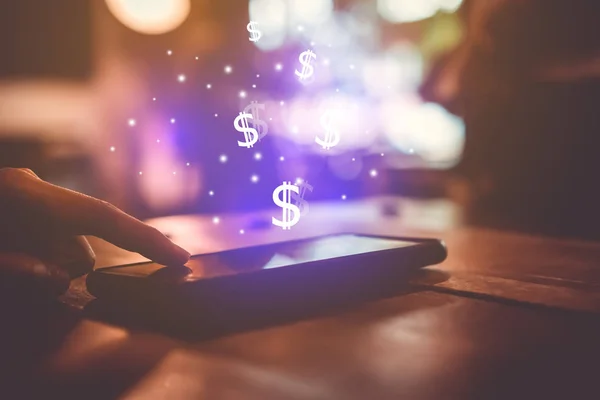 Der Bildschirm Mit Dem Börsendiagramm Des Smartphone Hintergrunds Finanzwirtschaft Technologie — Stockfoto