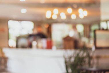 Kahve Cafe müşteriler arka plan vintage tonu renk stili ile bulanıklık.