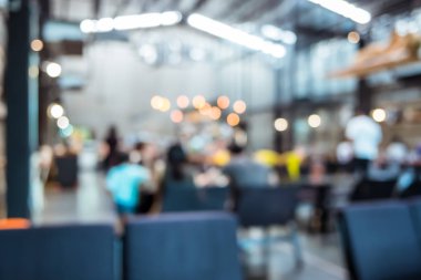 Kahve Cafe müşteriler arka plan vintage tonu renk stili ile bulanıklık.