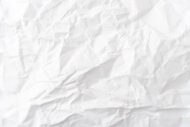 Top view of white crumpled paper texture background. clipart