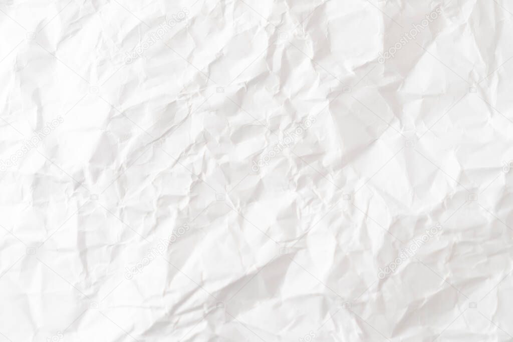 Top view of white crumpled paper texture background.