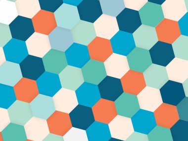 Soyut geometrik ya da izometrik bal peteği dokusu renkli poligon ya da düşük poli vektör teknolojisi konsepti. EPS10 illüstrasyon biçimi tasarımı.