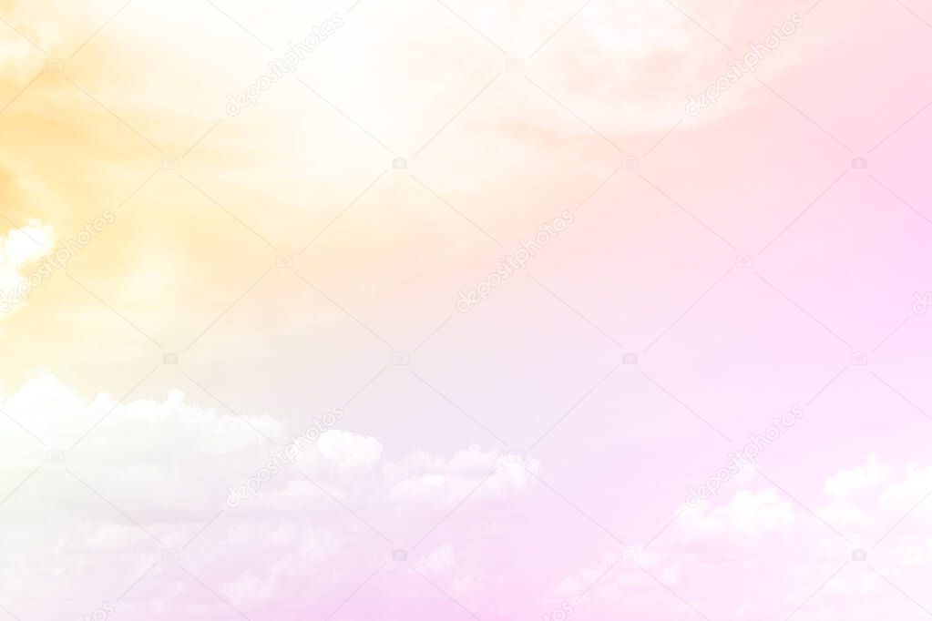 Soft sky and cloud background with a pastel color tone .