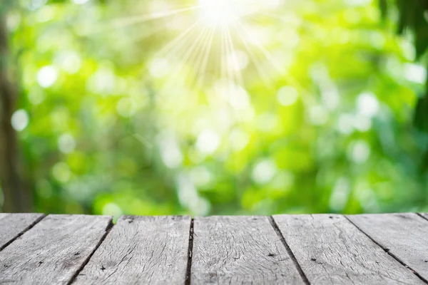 Selektivt Fokus Tomt Gammalt Trä Suddig Natur Suddig Park Med — Stockfoto