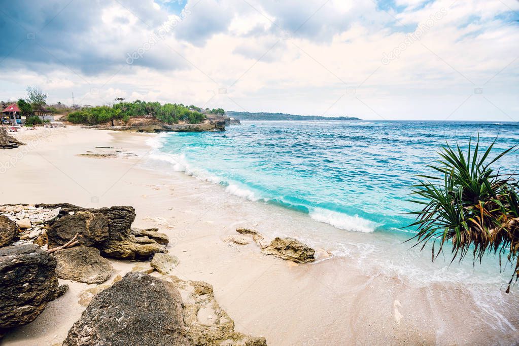 Beautiful Dream Beach on Nusa Lembongan island near Bali, Indonesia. Toned image.