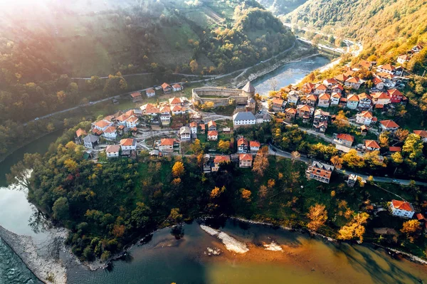 Stock image Vranduk castle in Bosnia. Aerial view.