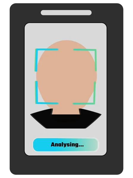 Biometria Twarzy Smartfonie Ilustracja Tekstem Języku Portugalskim Ekranie Znaczenie Analizy — Zdjęcie stockowe