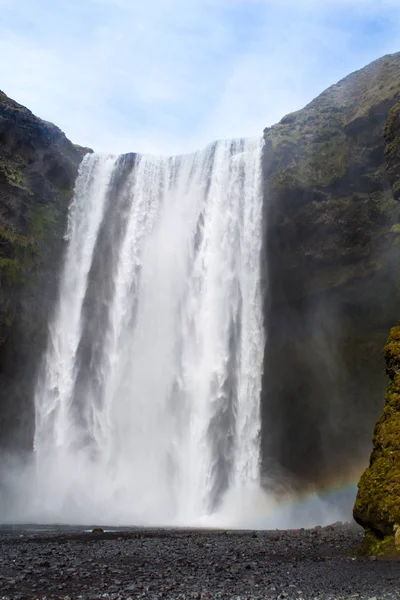 Καταρράκτης Στο Skogafoss Της Ισλανδίας — Φωτογραφία Αρχείου