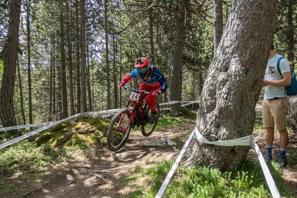 Vallnord 안도라 2018 Uci 자전거 월드컵 내리막 Vallnord 2018에서 레이스 — 스톡 사진