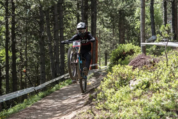 Vallnord 안도라 2018 Uci 자전거 월드컵 내리막 Vallnord 2018에서 레이스 — 스톡 사진