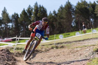 VALLNORD, ANDORRA  - JULY 18 : CYCLIST in the MERCEDES-BENZ UCI MTB WORLD CUP MASTERS 2018 - XCO - XCC - DHI Vallnord, Andorra on July 18, 2018 in Vallnord, Andorra Credit: Martin Silva Cosentino / Alamy Live News clipart
