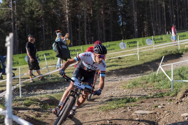 Vallnord Andorre Juillet Cycliste Dans Mercedes Benz Uci Mtb World — Photo