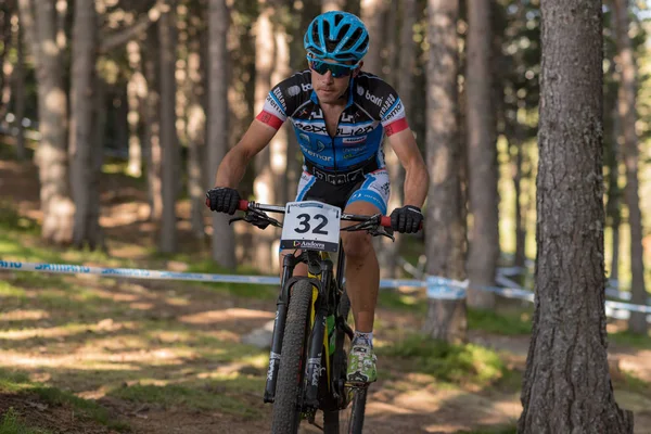 Vallnord Andorra Července Cyklista Mercedes Benz Uci Mtb Světový Pohár — Stock fotografie