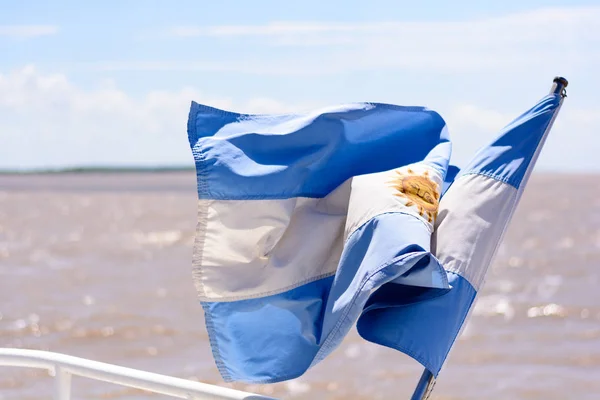 Bandiera Dell Argentina Nella Placca Del Fiume — Foto Stock