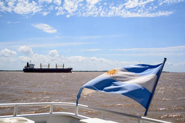 河板块中的阿根廷国旗 — 图库照片