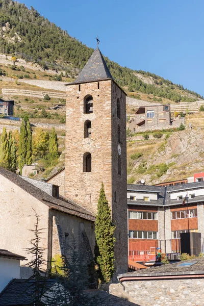 Iglesia Sant Serni Otoño Canillo Andorra — Foto de Stock