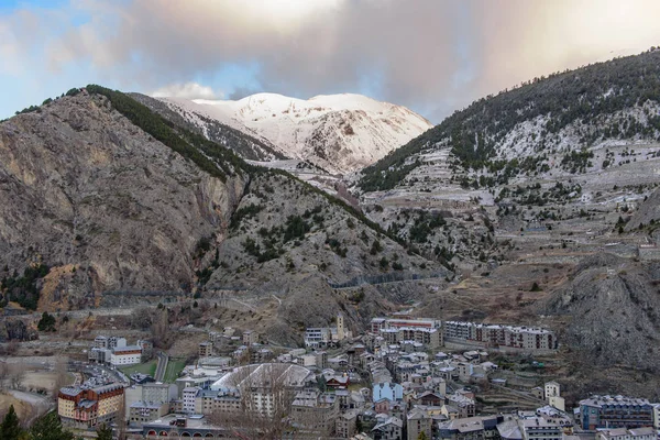 Sonniges Morining Winter Canillo Andorra — Stockfoto