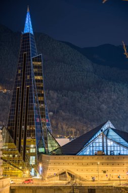 Andorra, Escaldes - Engordany - 06.01.2019, Caldea Termal Kompleksi, Caldea Sağlık Termal Kompleksi.