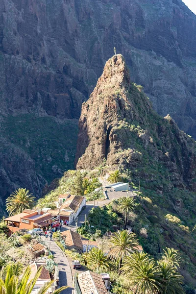 Hegyi Falu Masca Trópusi Tájon Tenerife Kanári Szigetek Spanyolország — Stock Fotó