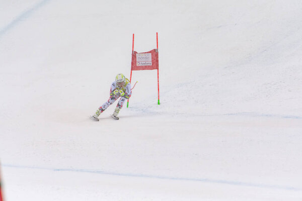 Audi FIS Alpine Ski World Cup - Women's CombinedSOLDEU, ANDORRA - FEBRUARY 28: Skier in competes during the Audi FIS Alpine Ski World Cup Women's Super Combined on February 28, 2016 in Soldeu, Andorra.