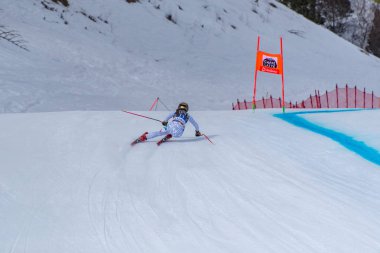 Sofya Goggia ITA Andorra Soldeu-El Tarter de fis Alpine Ski Dünya Kupası finallerinde Kayak Dünya Finalleri yokuş aşağı kadın yarışı için prueba koşmak yer alır, Mart 'ta 12, 2019.